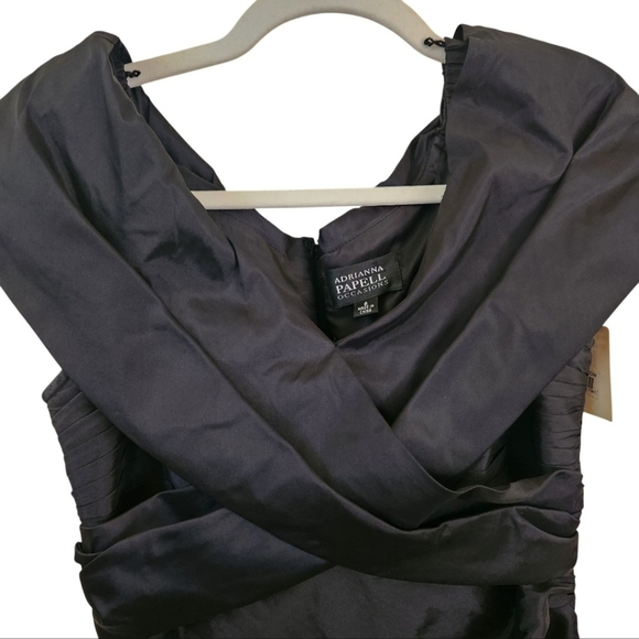 Adrianna Papell Occasions NWT Black Ruched Gown Maxi Dress Size 6 - Picture 3 of 7